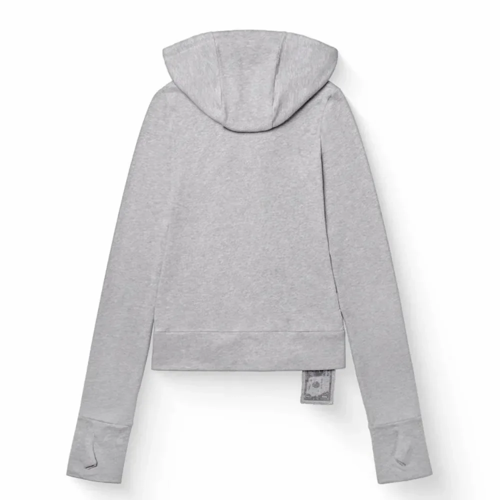 Y2K Fashion Large Zipper Decoration Sweatshirt Women Harajuku Sexy Slim Fit Hood Sweatshirt Goth Light Gray Casual Short Hoodie