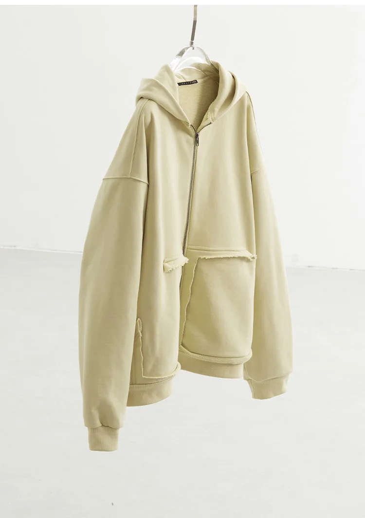 Unisex Style~Loose-Fitting Hooded Sweatshirt, Designer-Style Women's Top, Pure Cotton Zip-Up Jacket, Couple's Style, New Spring 2026 Model