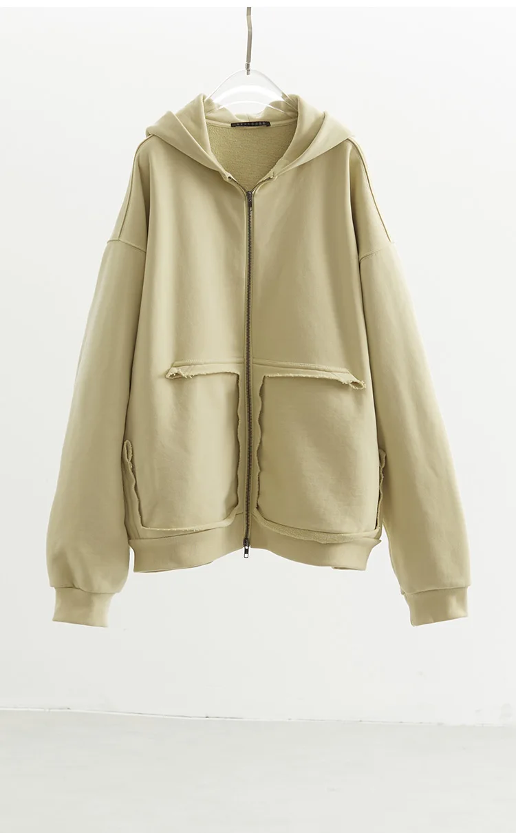 Unisex Style~Loose-Fitting Hooded Sweatshirt, Designer-Style Women's Top, Pure Cotton Zip-Up Jacket, Couple's Style, New Spring 2026 Model