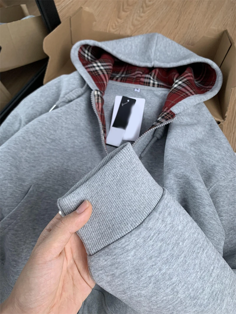 Hoodies Retro Harajuku Korea Y2k Fashion Grey Long sleeved Sportswear Streetwear Aesthetics 90s Sportswear 2000s Clothing