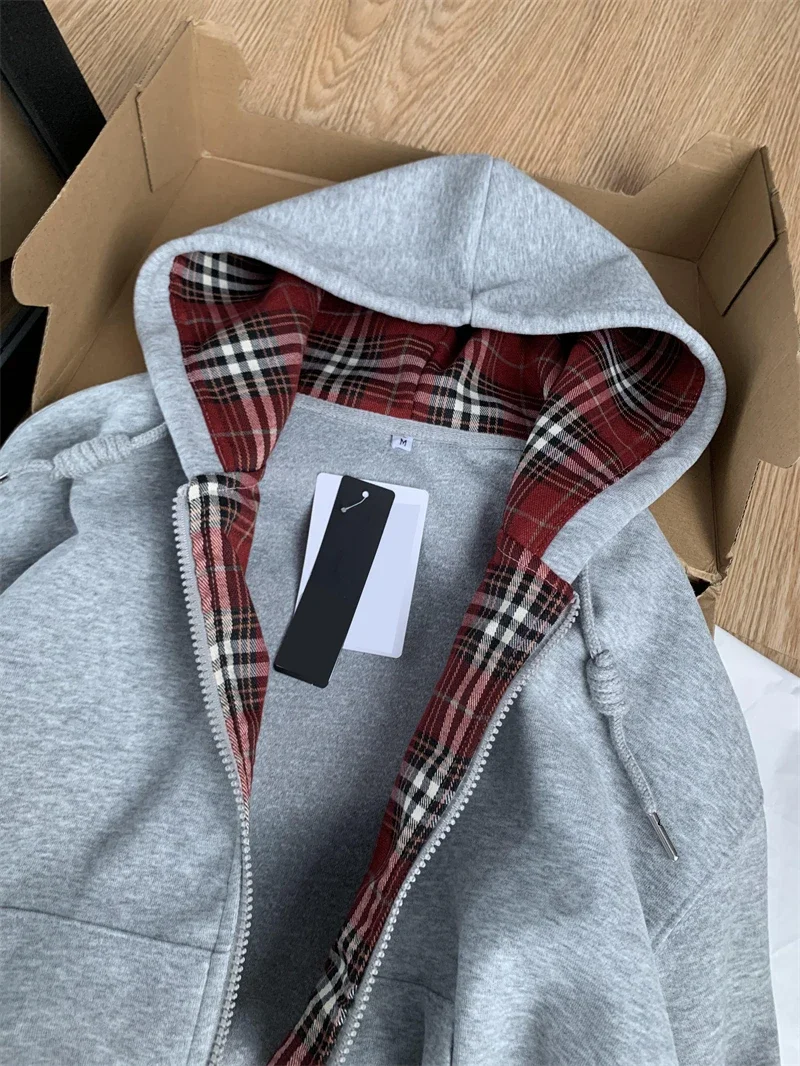 Hoodies Retro Harajuku Korea Y2k Fashion Grey Long sleeved Sportswear Streetwear Aesthetics 90s Sportswear 2000s Clothing