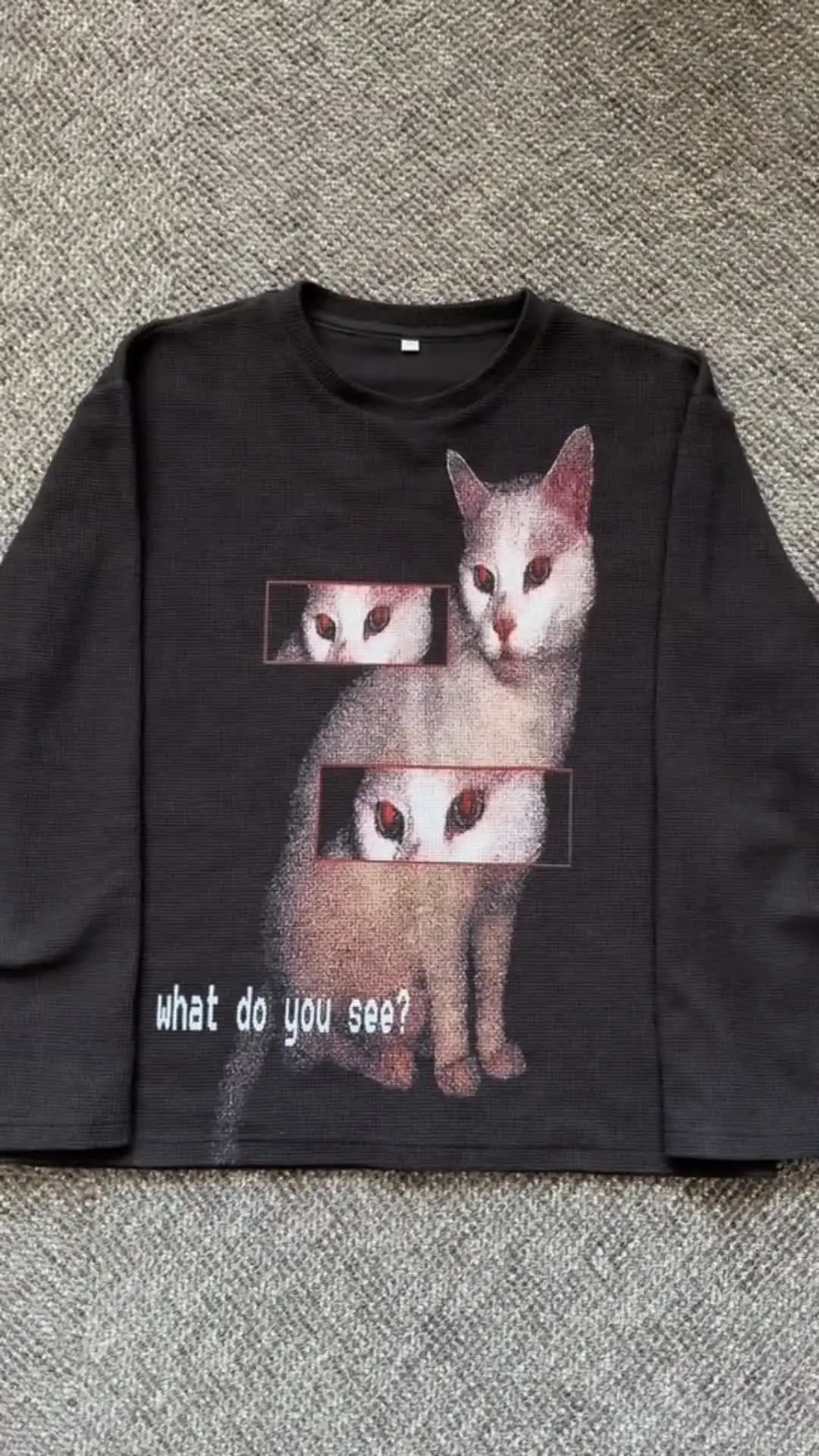 American Retro Cat Sweatshirt Y2K Long Sleeve Mens Womens Fashion Casual Hip Hop Print Oversized Pullover Long Sleeve Tops