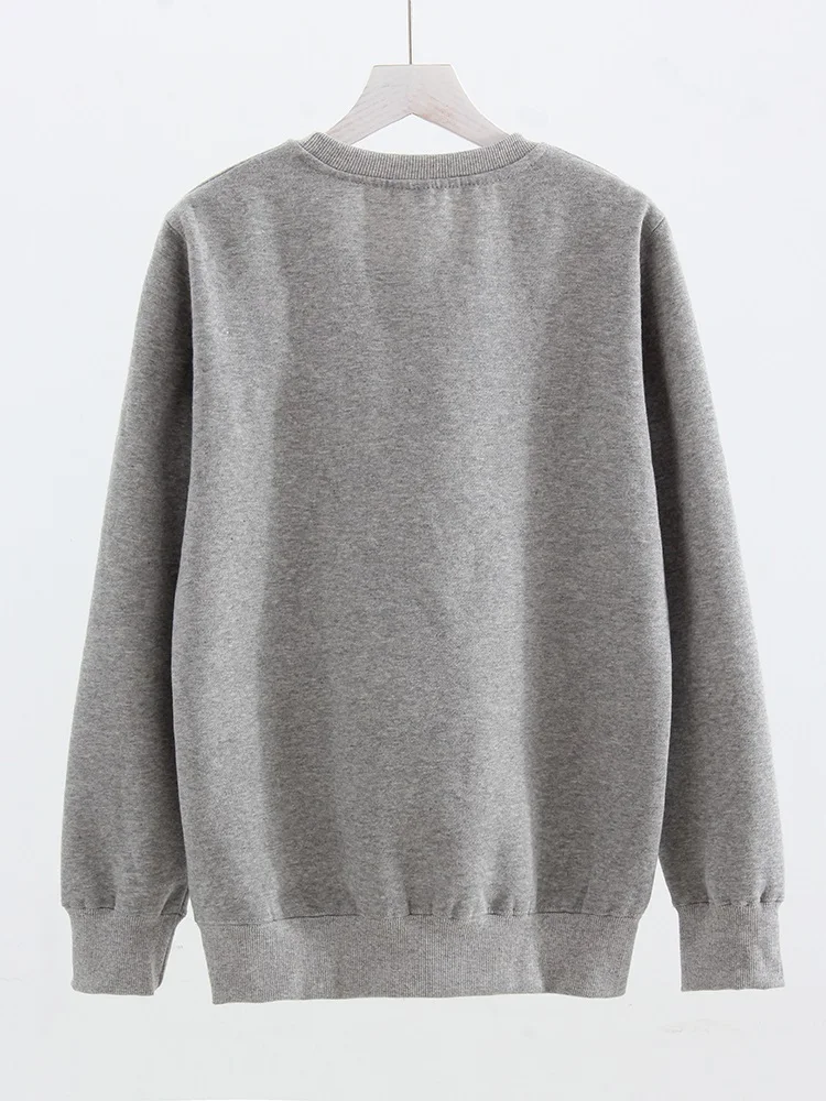 Streamgirl Winter 2023 Women Sweatshirts Warm Casual Slim Fleece Pullovers Gray Velvet Winter Sweatshirts For Women Winter