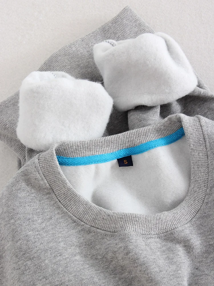 Streamgirl Winter 2023 Women Sweatshirts Warm Casual Slim Fleece Pullovers Gray Velvet Winter Sweatshirts For Women Winter