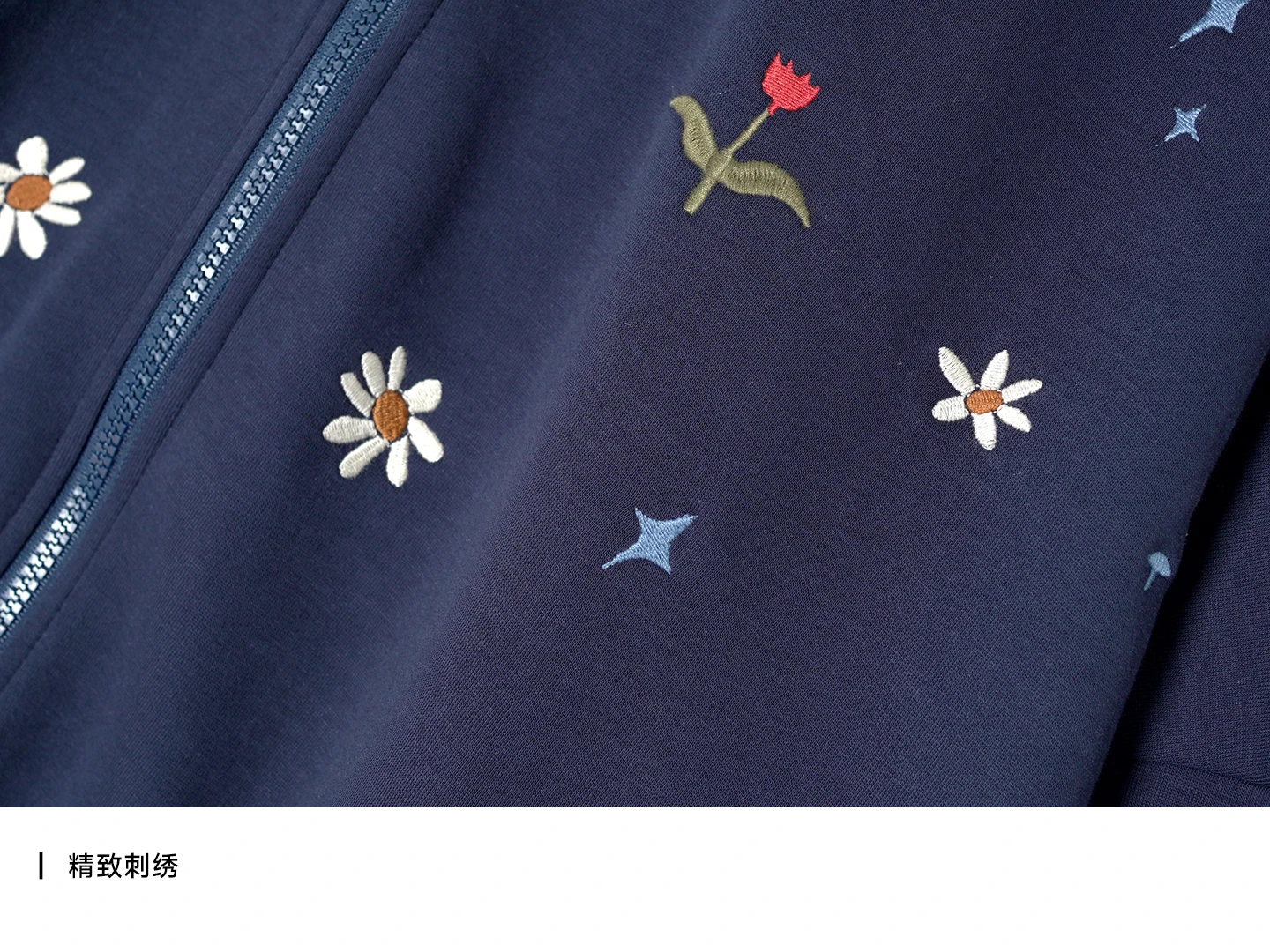 imakokoni Vintage Floral Embroidered Zip Up Jacket Sweatshirt Women's Hoodies & Sweatshirts Casual Female Clothing for Women