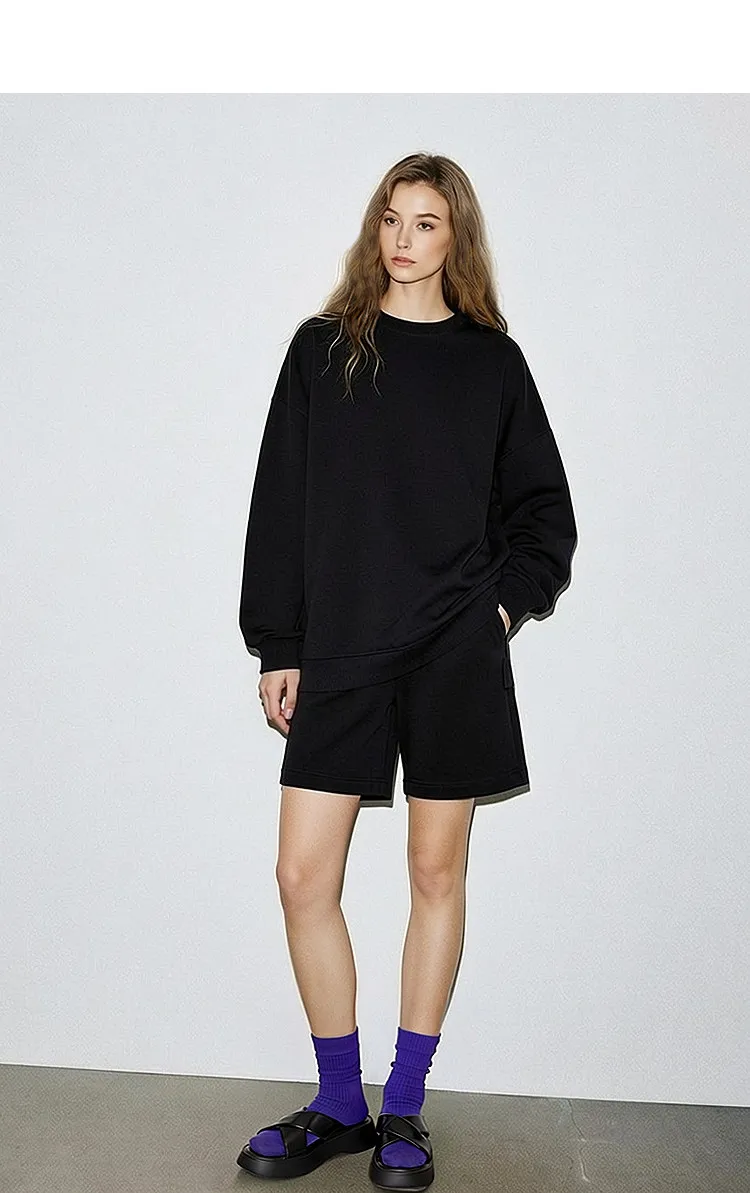 Amii Women's Sweatshirt 2026 Autumn New Round Neck Love Embroidery Pullover Sweatshirts Loose Drop Shoulder Sleeve Top 12641112