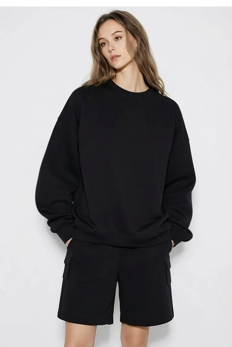 Amii Women's Sweatshirt 2026 Autumn New Round Neck Love Embroidery Pullover Sweatshirts Loose Drop Shoulder Sleeve Top 12641112