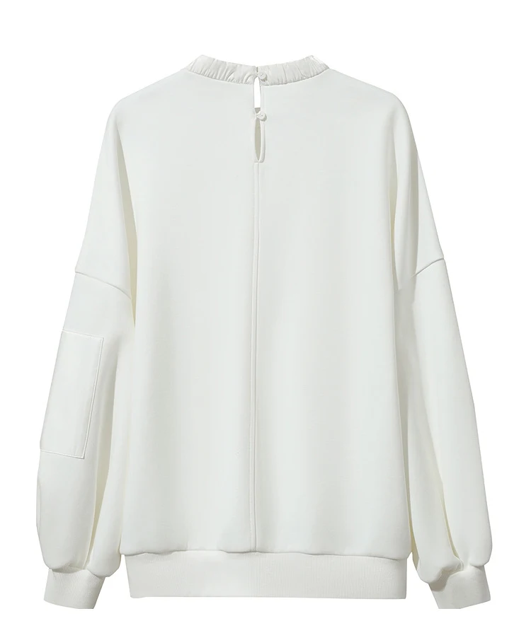 AMII Woman Sweatshirts 2025 Winter New Loose Thicken Stand-up Collar Sweatshirt For Woman Long Sleeve Warm Pullover Top 12544121