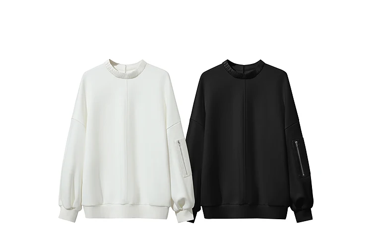 AMII Woman Sweatshirts 2025 Winter New Loose Thicken Stand-up Collar Sweatshirt For Woman Long Sleeve Warm Pullover Top 12544121