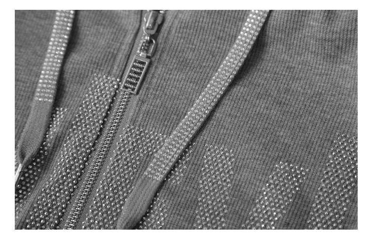 European Clothes Jacket Women Hooded Zipper Hot Diamonds Slim Top Casual Long Sleeve T-shit Autumn Winter