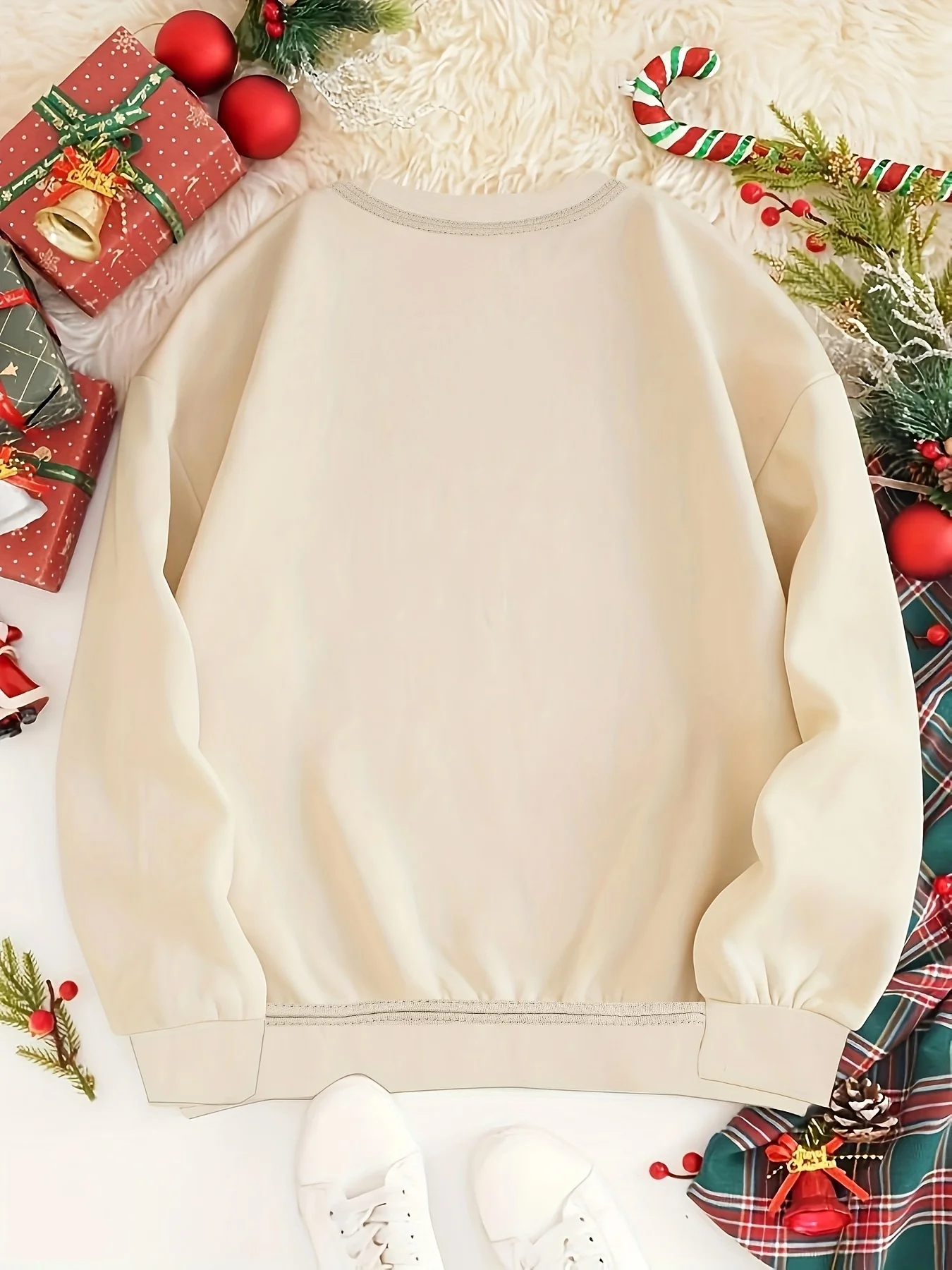 Women's Autumn and Winter Loose Casual Comfortable Merry Letter Pattern Printed Thick Long Sleeved Round Neck Hoodie Pullover