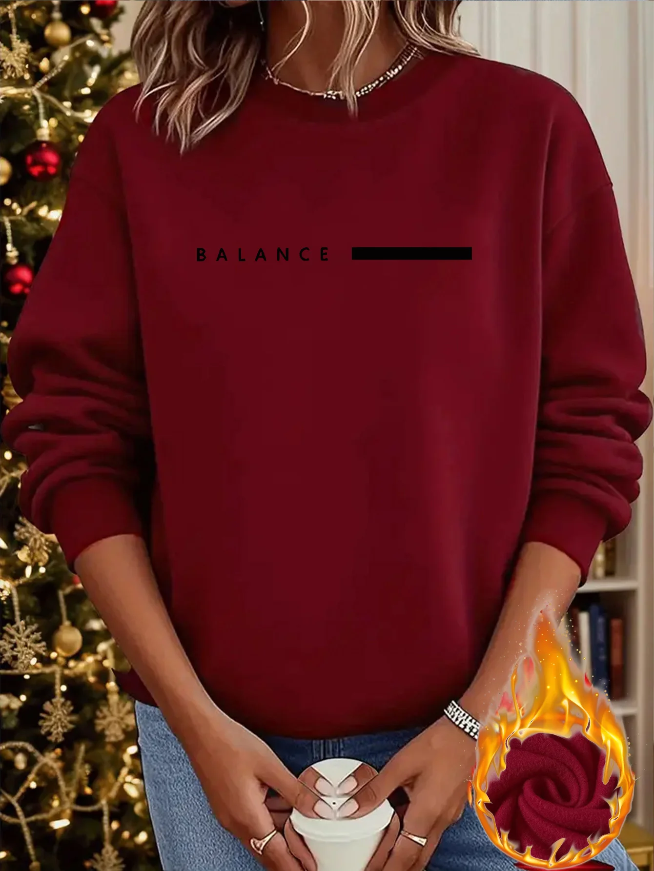 Women's Autumn and Winter Loose Casual Comfortable Merry Letter Pattern Printed Thick Long Sleeved Round Neck Hoodie Pullover