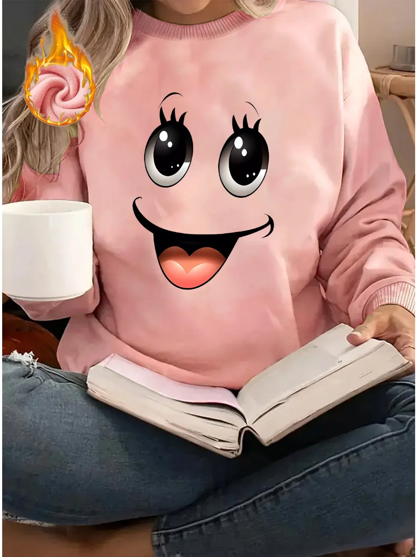 Women's Autumn and Winter Loose Casual Comfortable Merry Letter Pattern Printed Thick Long Sleeved Round Neck Hoodie Pullover