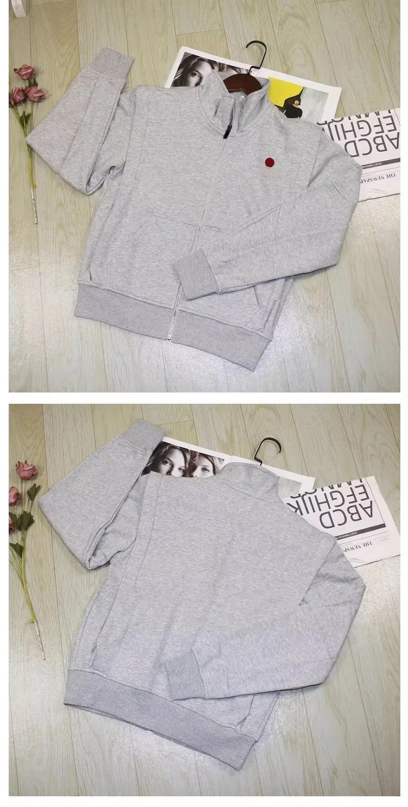 100% sweatshirts long Sleeve zipper autumn winter stand collar Sweatshirt women casual sweater female new