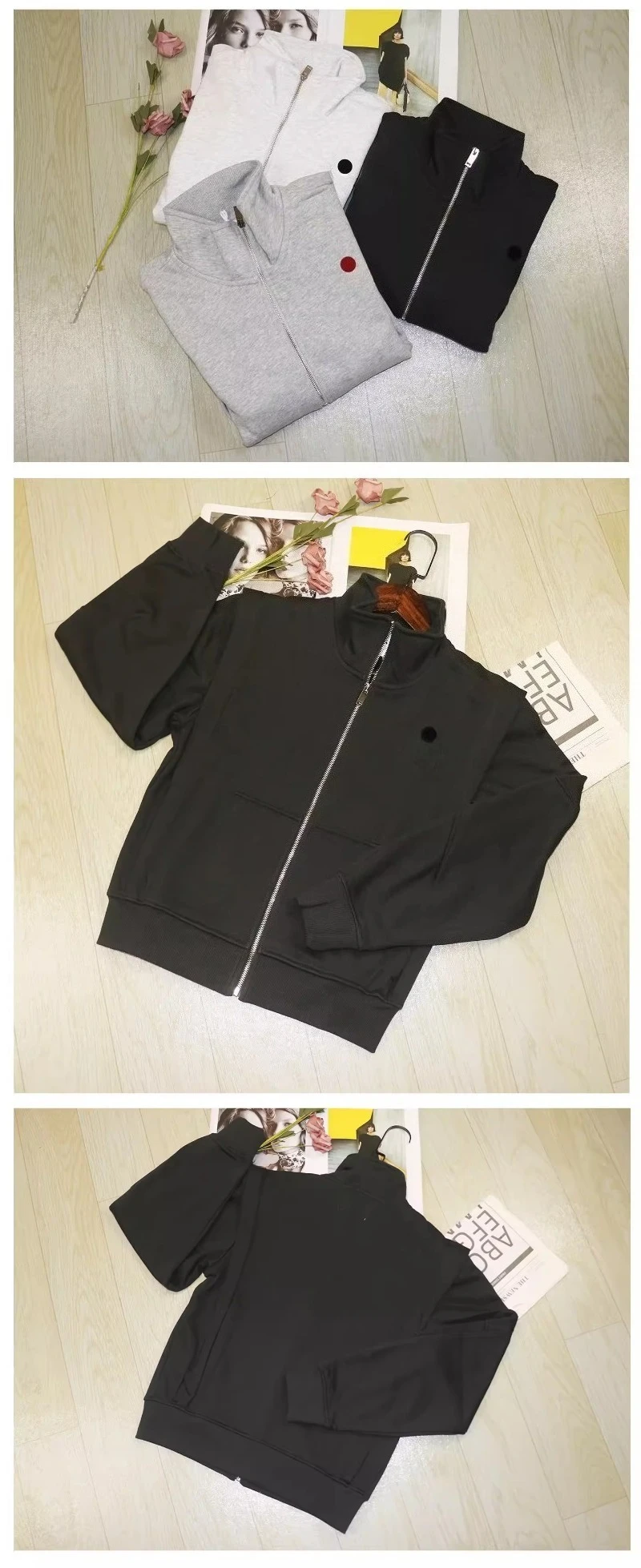 100% sweatshirts long Sleeve zipper autumn winter stand collar Sweatshirt women casual sweater female new