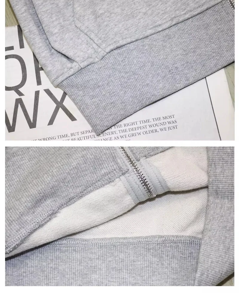 100% sweatshirts long Sleeve zipper autumn winter stand collar Sweatshirt women casual sweater female new