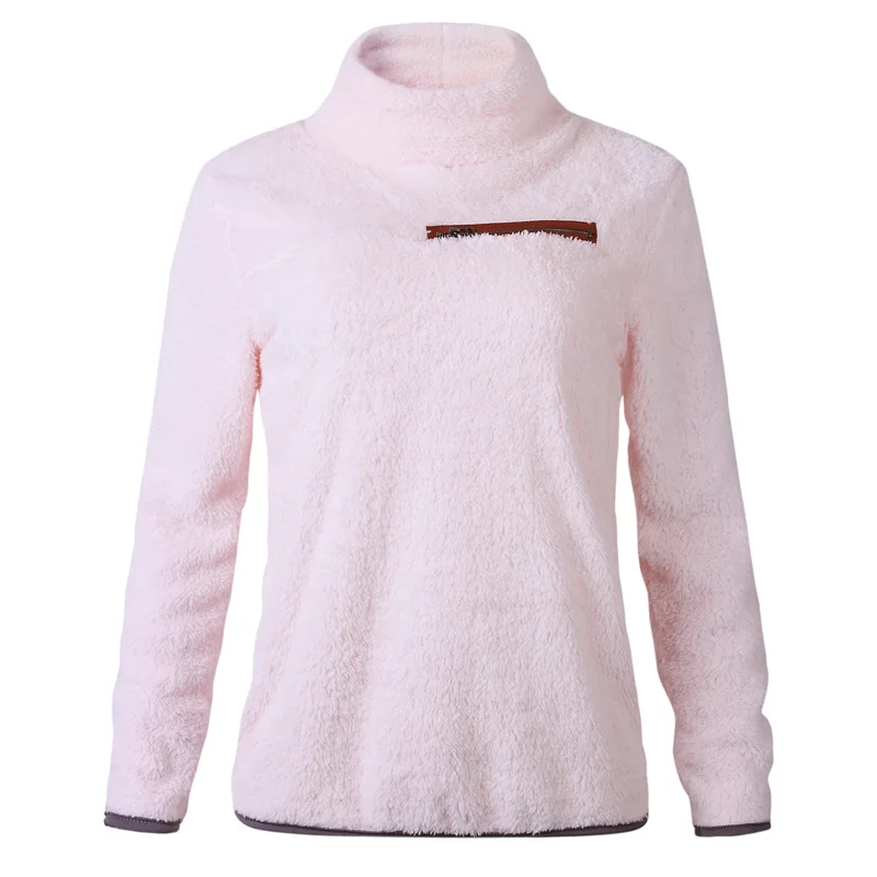 Women Sweatshirts Autumn Winter Top Long Sleeve Plush Warm Pullover Tunic Female Pink Ladies Clothing Zipper Streetwear