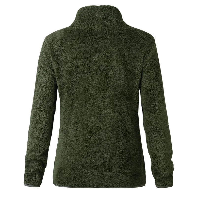 Women Sweatshirts Autumn Winter Top Long Sleeve Plush Warm Pullover Tunic Female Pink Ladies Clothing Zipper Streetwear