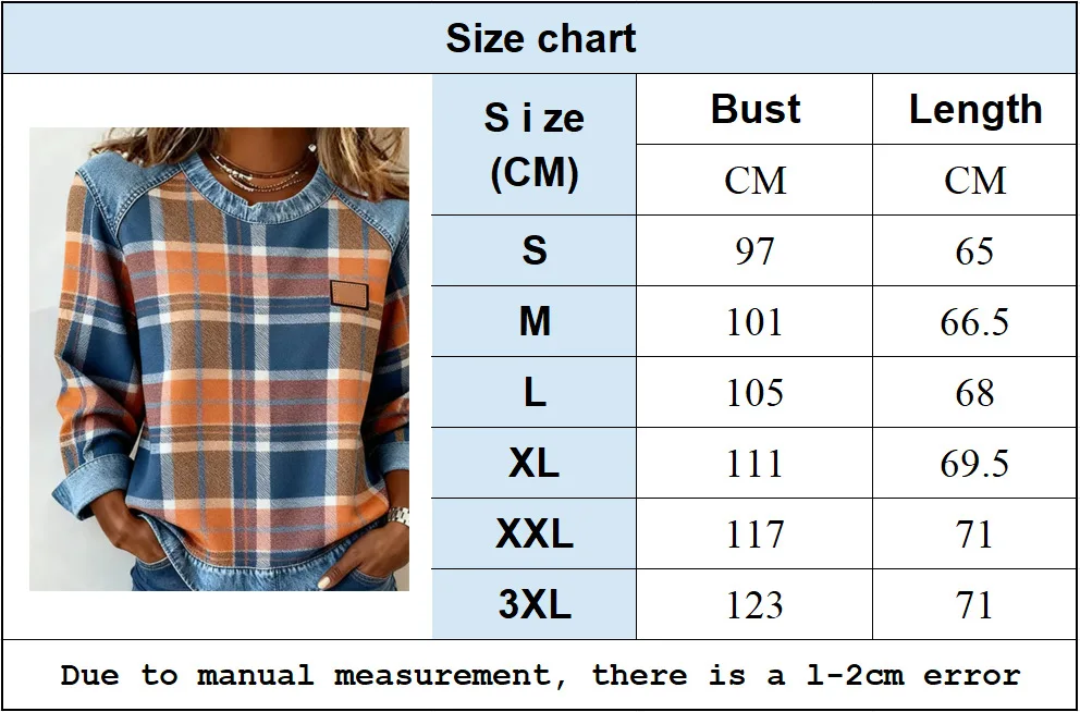Spring Autumn Checkered Print Loose Hoodie Woman Fashion O-neck Color Matching Sweatshirt Ladies Office Versatile Pullover