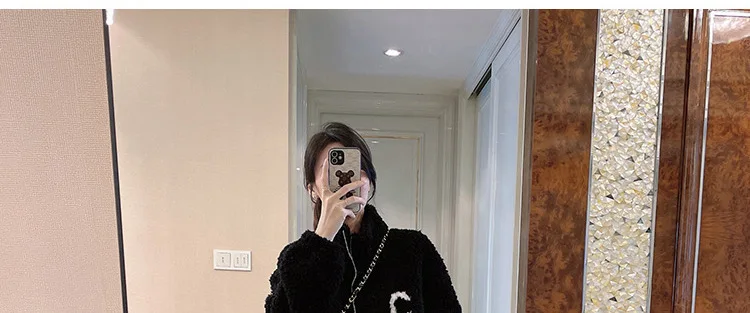 2024 Autumn Winter Fleece Fluffy Jacket Streetwear Zipper Coat Women Plush Warm Outerwear Letter Splice Female Sweatshirt