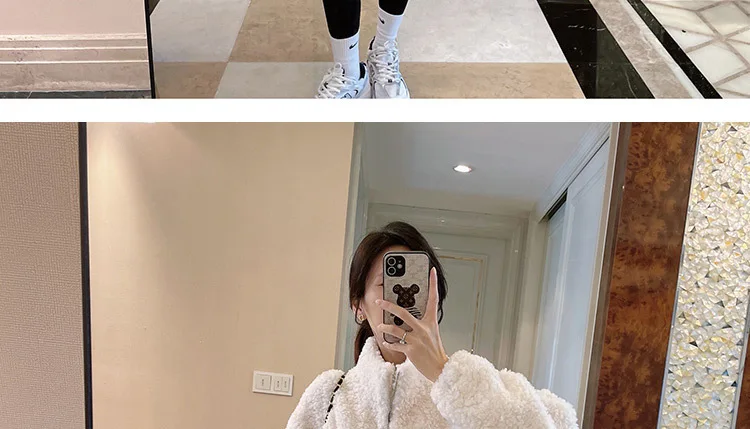 2024 Autumn Winter Fleece Fluffy Jacket Streetwear Zipper Coat Women Plush Warm Outerwear Letter Splice Female Sweatshirt