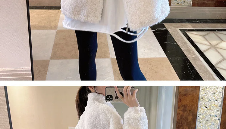 2024 Autumn Winter Fleece Fluffy Jacket Streetwear Zipper Coat Women Plush Warm Outerwear Letter Splice Female Sweatshirt