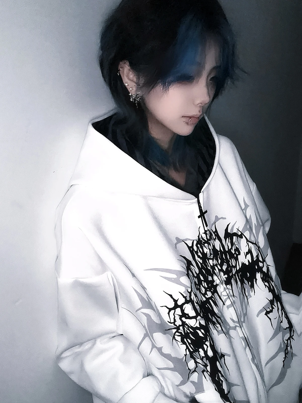 Y2K Subculture Gender Neutral Hoodie Jacket Spring Autumn 2025 Loose Fit Zip Up Thin Coat Harajuku Streetwear Gothic Outfit New