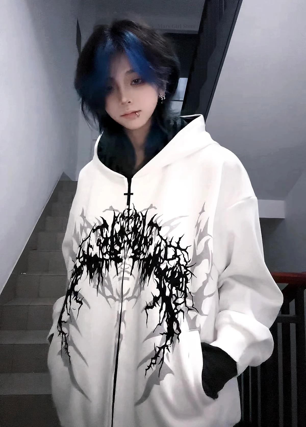 Y2K Subculture Gender Neutral Hoodie Jacket Spring Autumn 2025 Loose Fit Zip Up Thin Coat Harajuku Streetwear Gothic Outfit New