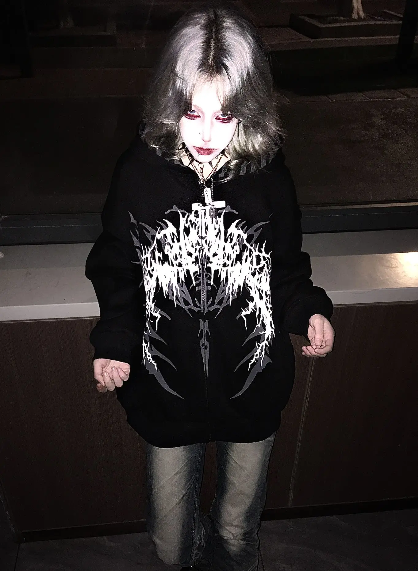 Y2K Subculture Gender Neutral Hoodie Jacket Spring Autumn 2025 Loose Fit Zip Up Thin Coat Harajuku Streetwear Gothic Outfit New