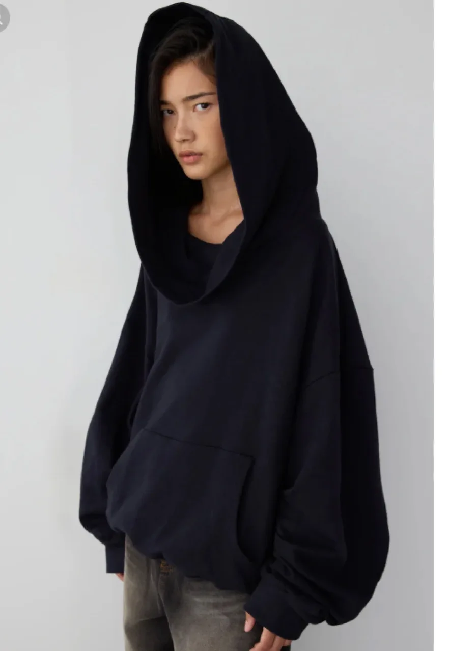 Off-The-Shoulder Hoodie 2025 Autumn Winter Solid Color Hooded Sweatshirt for Women Loose Comfortable Laid-back Streetwear Style