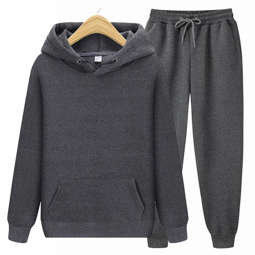 2024 new Men's ladies casual wear suit sportswear suit solid color pullover + pants suit autumn and winter fashion suit