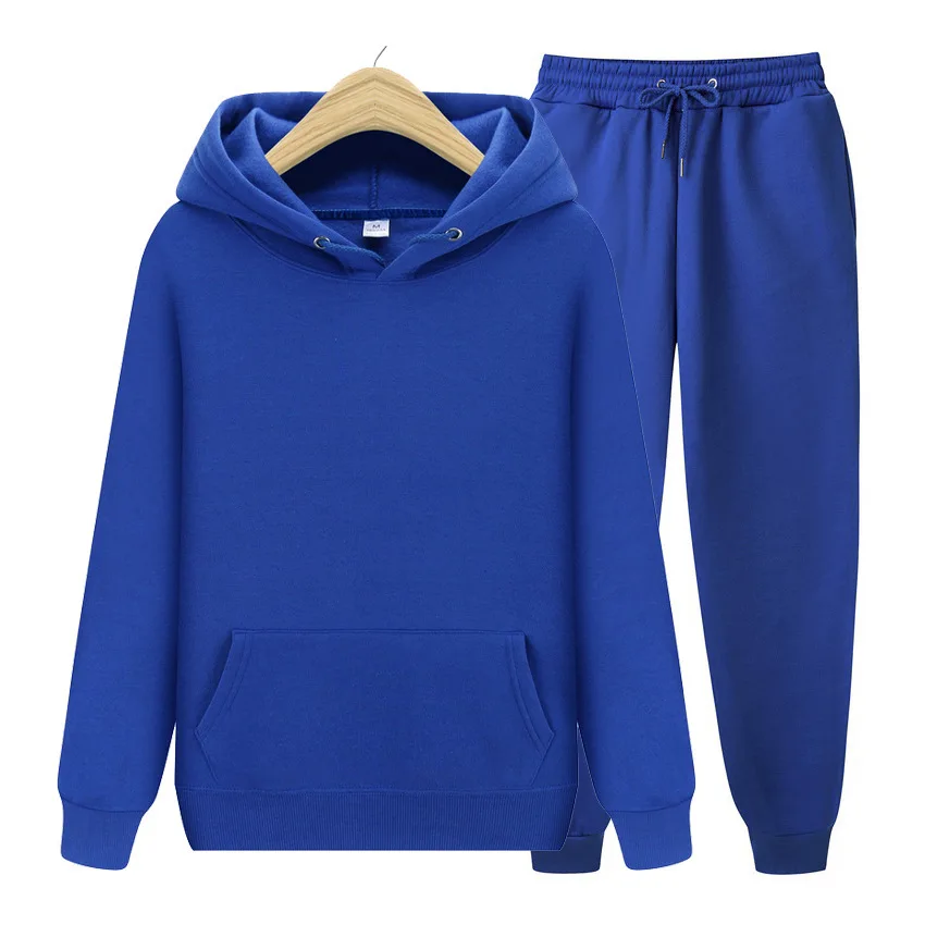 2024 new Men's ladies casual wear suit sportswear suit solid color pullover + pants suit autumn and winter fashion suit