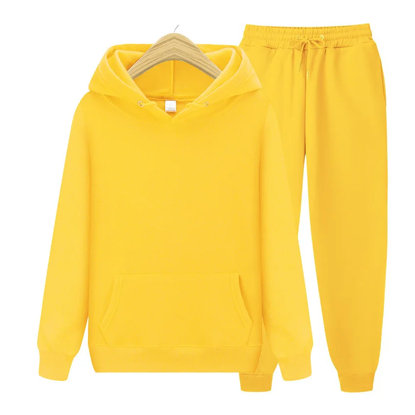 2024 new Men's ladies casual wear suit sportswear suit solid color pullover + pants suit autumn and winter fashion suit