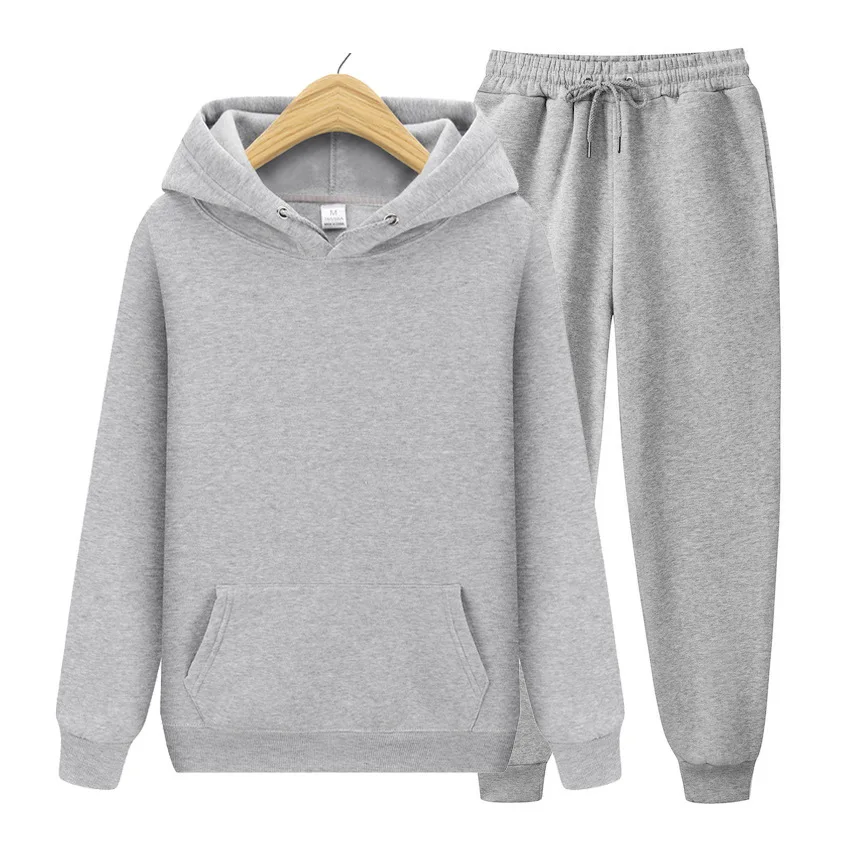 2024 new Men's ladies casual wear suit sportswear suit solid color pullover + pants suit autumn and winter fashion suit