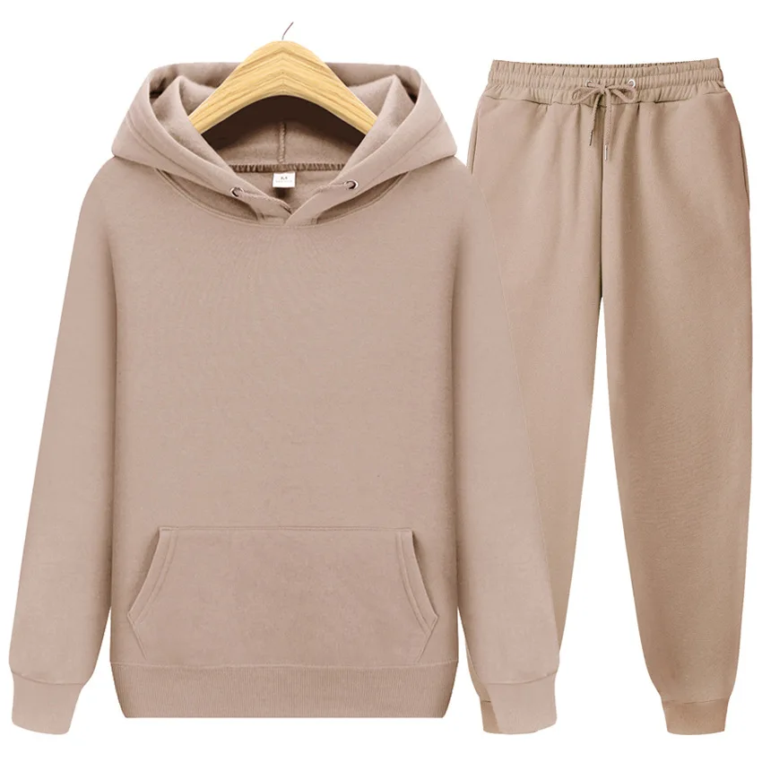 2024 new Men's ladies casual wear suit sportswear suit solid color pullover + pants suit autumn and winter fashion suit