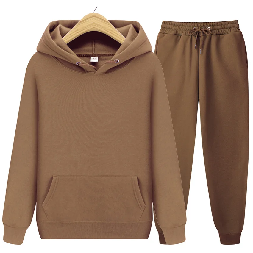 2024 new Men's ladies casual wear suit sportswear suit solid color pullover + pants suit autumn and winter fashion suit
