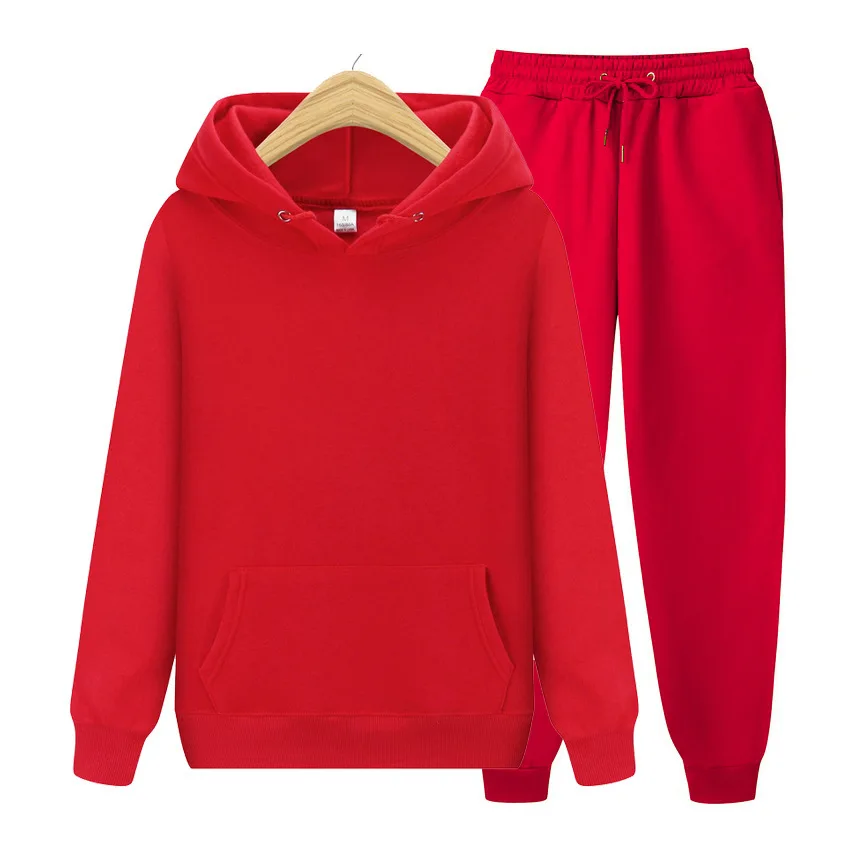 2024 new Men's ladies casual wear suit sportswear suit solid color pullover + pants suit autumn and winter fashion suit
