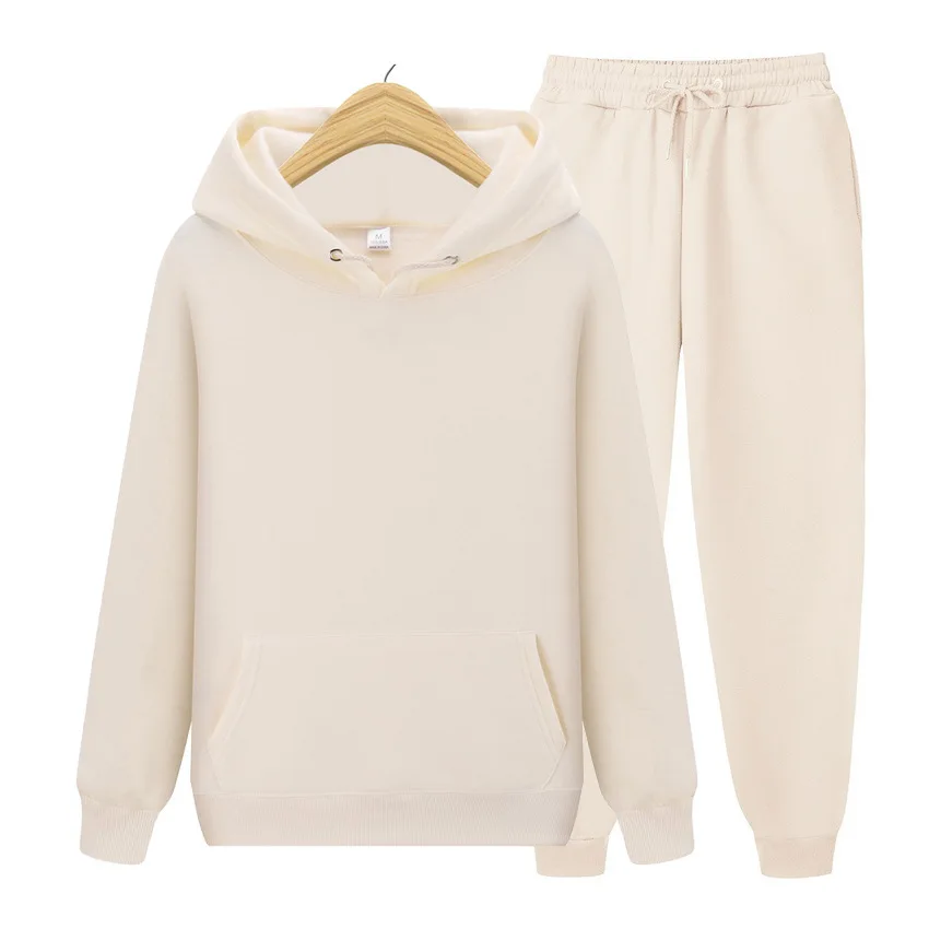 2024 new Men's ladies casual wear suit sportswear suit solid color pullover + pants suit autumn and winter fashion suit