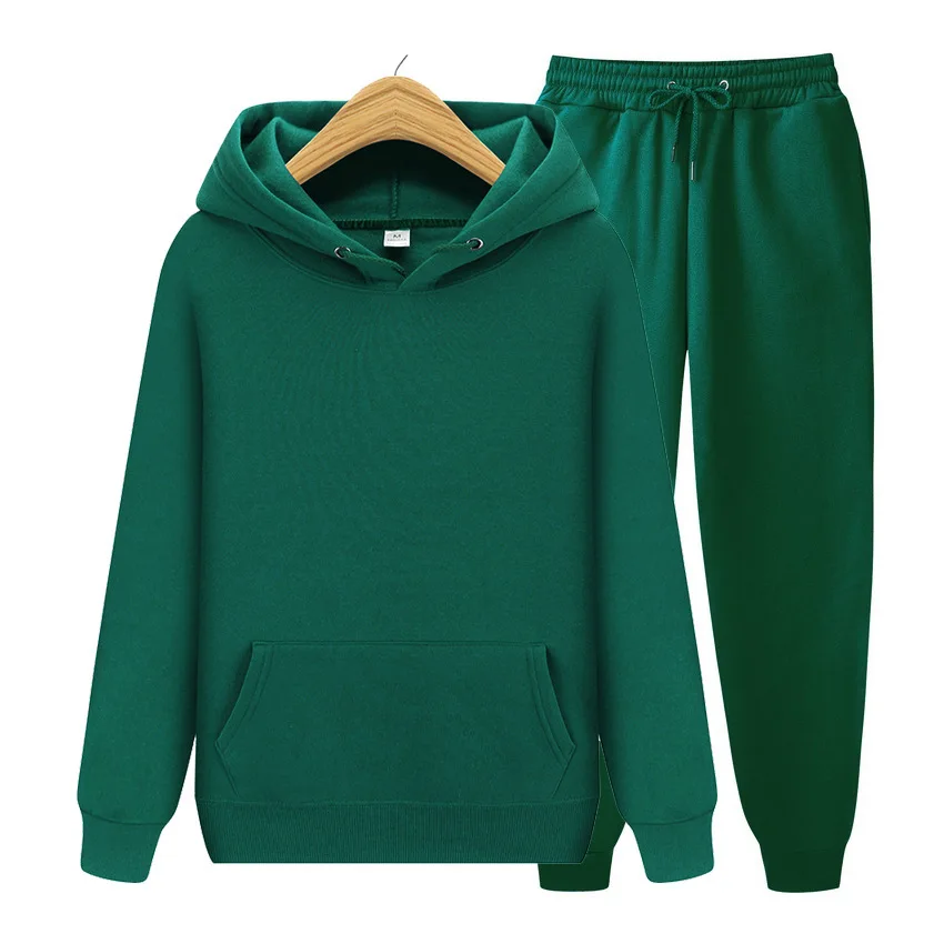 2024 new Men's ladies casual wear suit sportswear suit solid color pullover + pants suit autumn and winter fashion suit