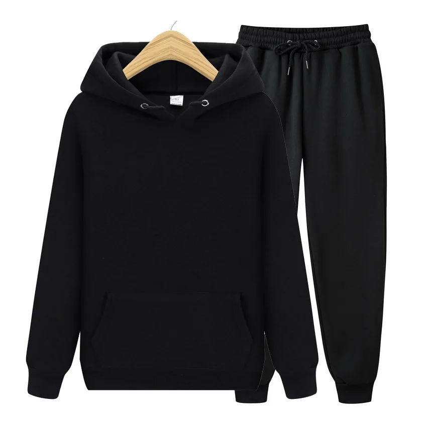 2024 new Men's ladies casual wear suit sportswear suit solid color pullover + pants suit autumn and winter fashion suit
