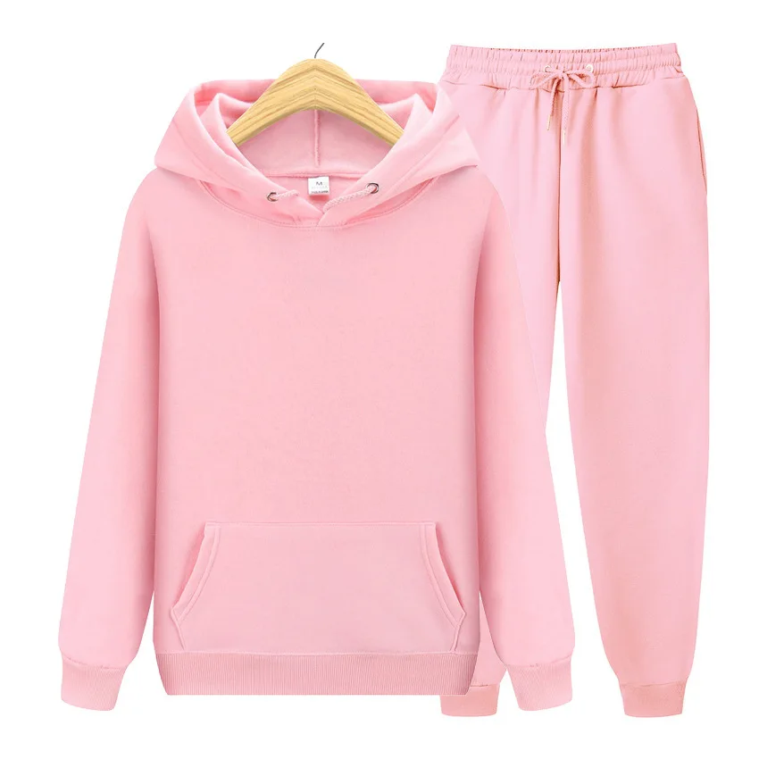 2024 new Men's ladies casual wear suit sportswear suit solid color pullover + pants suit autumn and winter fashion suit