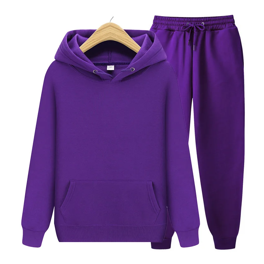 2024 new Men's ladies casual wear suit sportswear suit solid color pullover + pants suit autumn and winter fashion suit