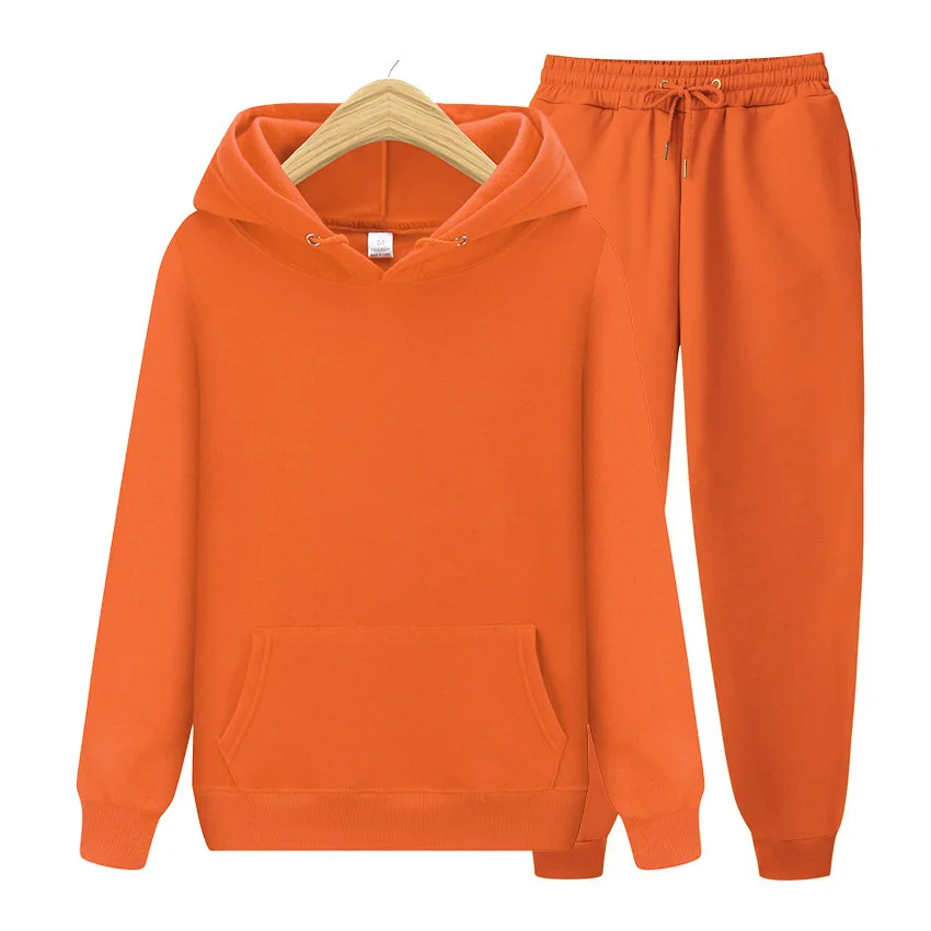 2024 new Men's ladies casual wear suit sportswear suit solid color pullover + pants suit autumn and winter fashion suit