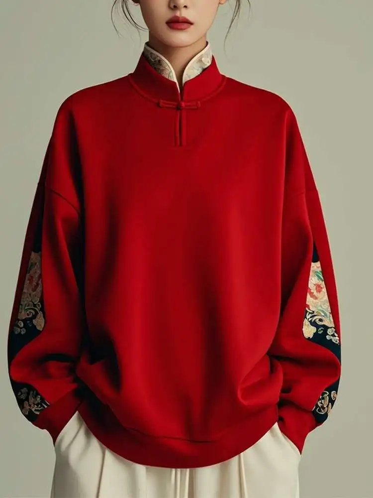 Red Loose Women's Hoodie Jaet Autumn Winter plus Size Faionable Chinese Top Large 300 Pou Sli Commute