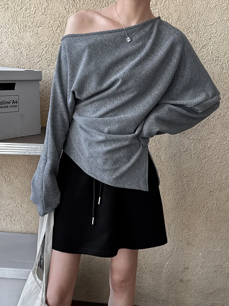 2026 Women Spring Sexy Off The Shoulder Cotton Hoodies Long Sleeve Casual Pullovers Clothes Women Tops Sweatershirt