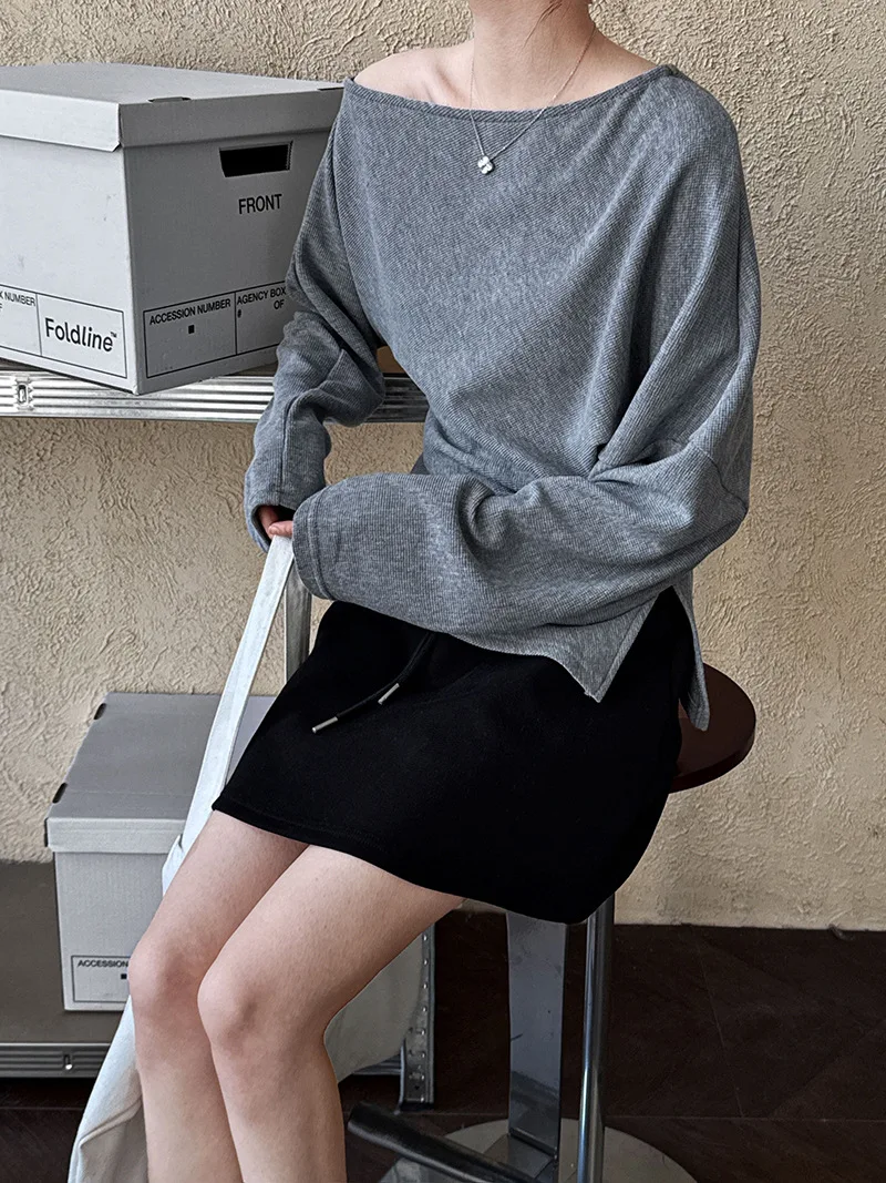 2026 Women Spring Sexy Off The Shoulder Cotton Hoodies Long Sleeve Casual Pullovers Clothes Women Tops Sweatershirt