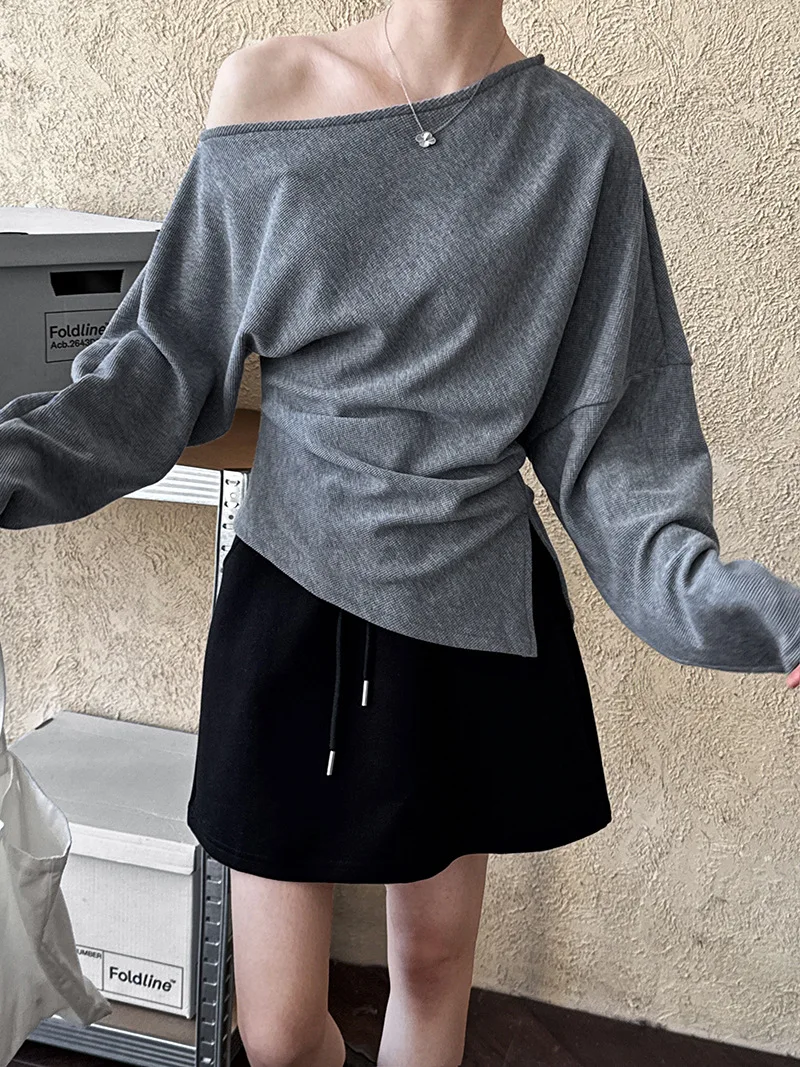 2026 Women Spring Sexy Off The Shoulder Cotton Hoodies Long Sleeve Casual Pullovers Clothes Women Tops Sweatershirt