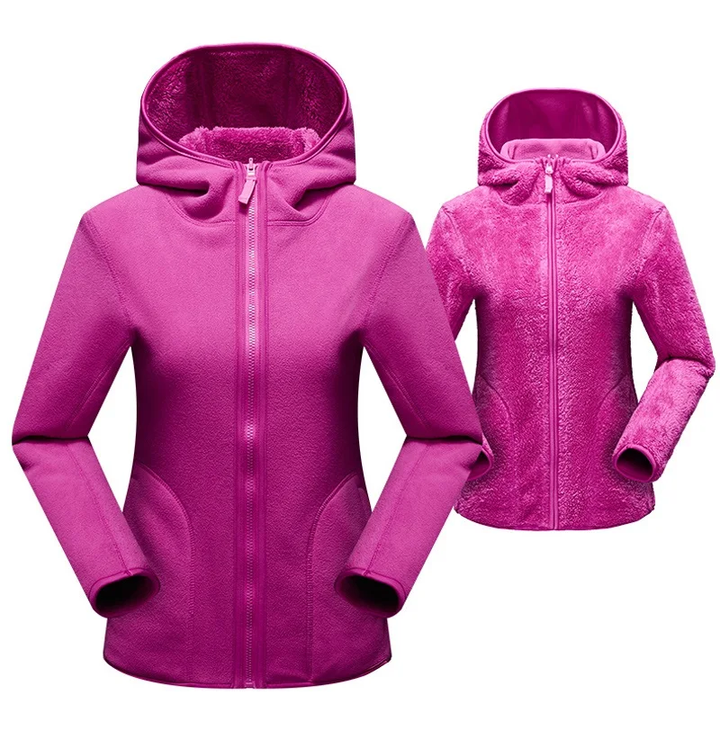 Women Pullover Sweatshirts Winter Unisex Reversible Hoodie Warm Polar/Coral Fleece Hooded Jacket Ladies Flannel Coat Hoody