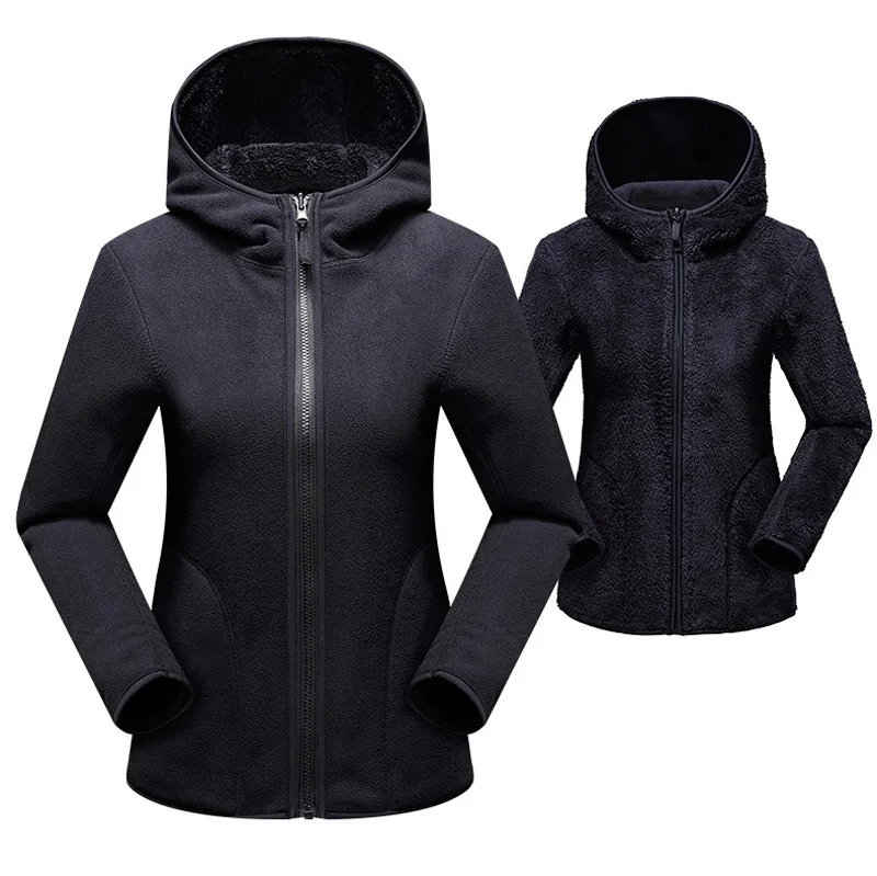 Women Pullover Sweatshirts Winter Unisex Reversible Hoodie Warm Polar/Coral Fleece Hooded Jacket Ladies Flannel Coat Hoody