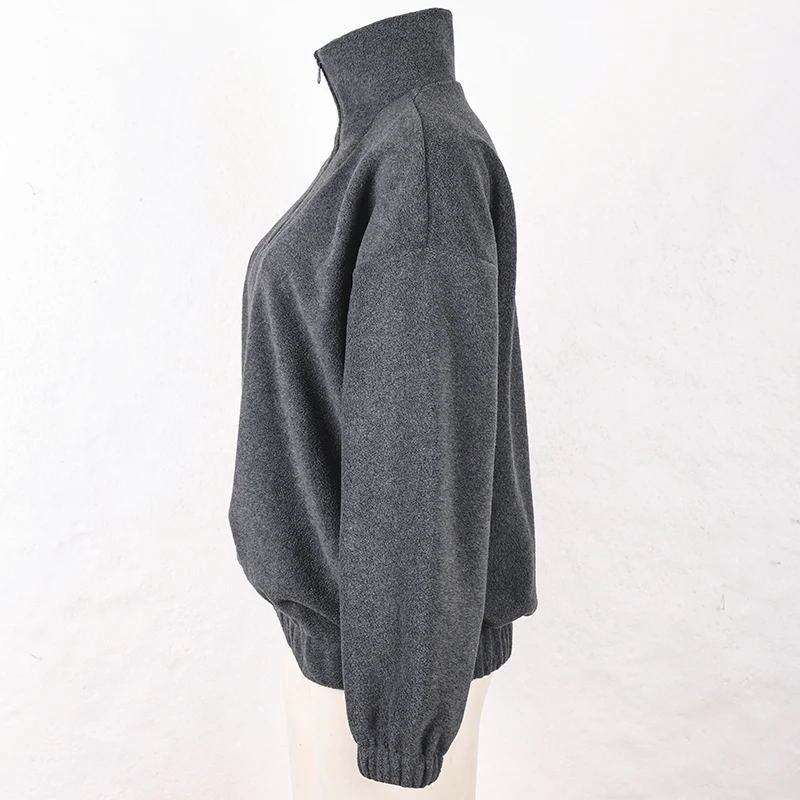 Original Fall Winter Lamb Fleece Hoodie Women Casual Loose Thick Zipper Long Sleeve Lapel Pullover Top Lady Hoodies Streetwear